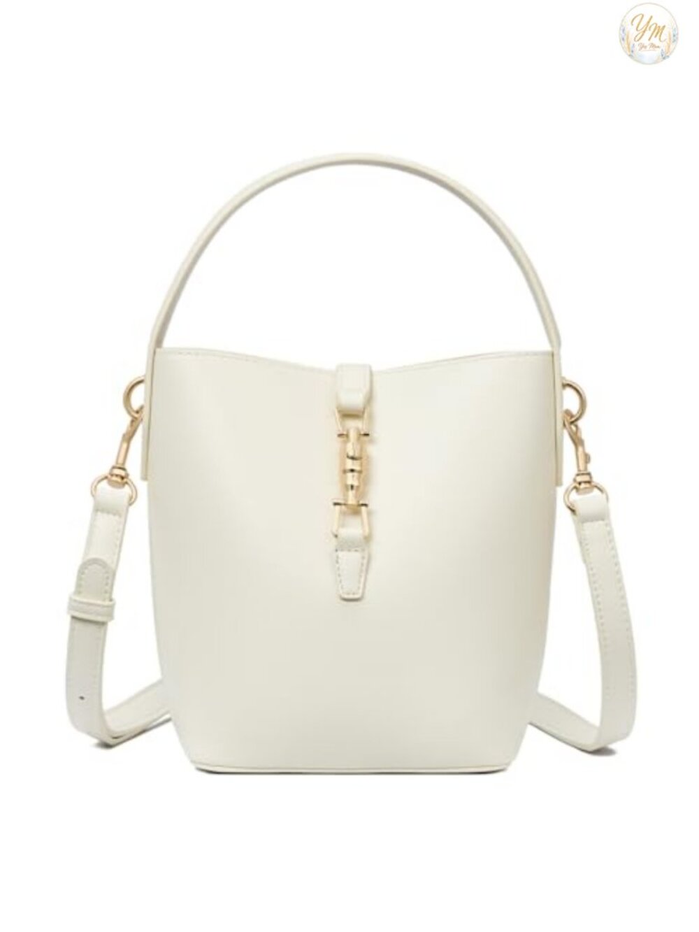 Small Vegan Leather Bucket Bag Crossbody Purse with Removable Strap